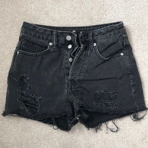 H&M Black Denim Shorts Ripped